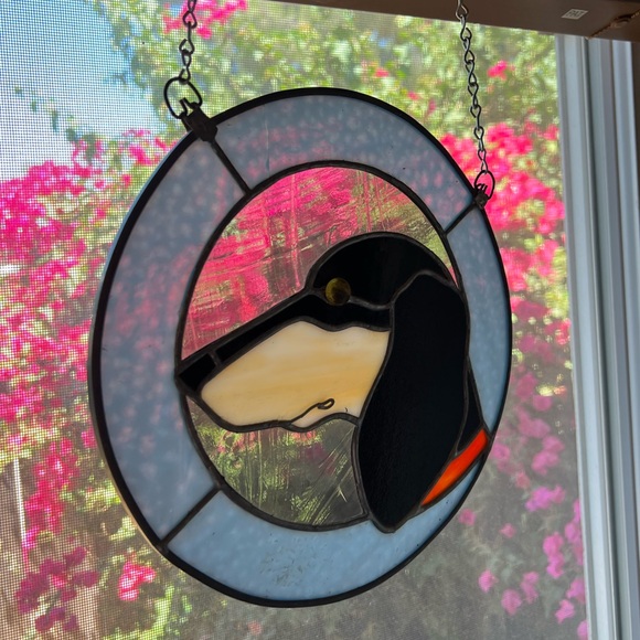 Dachshund stain glass window art decor 10” with chain Doxie weenie dog - Picture 3 of 4